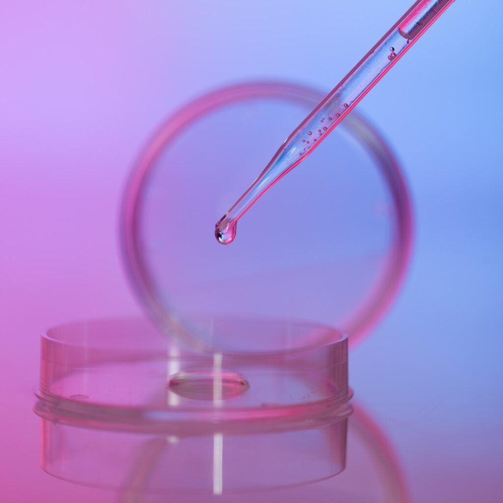 laboratory glass analysis equipment dropping tranparent liquid