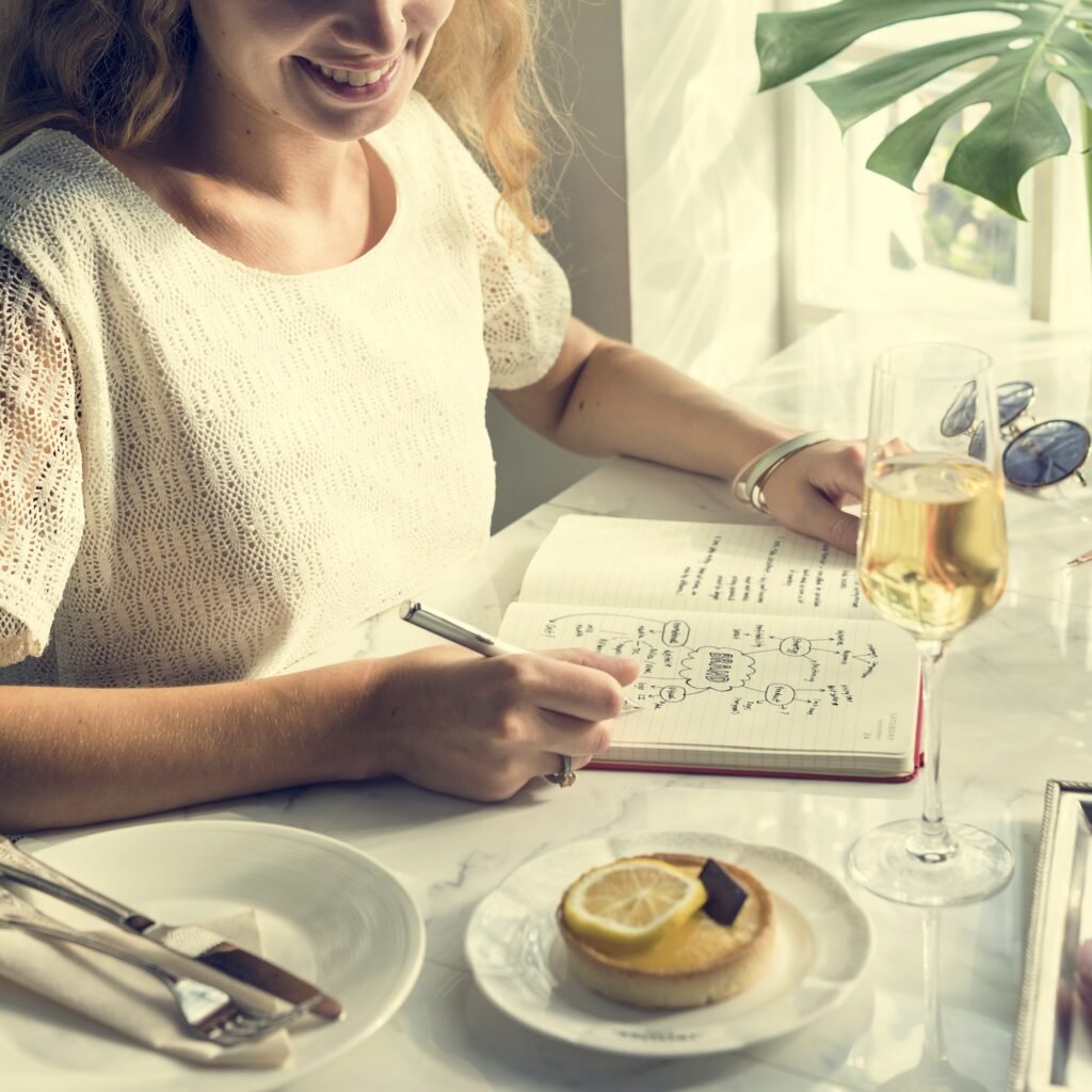 Young Woman Writing Diary Concept